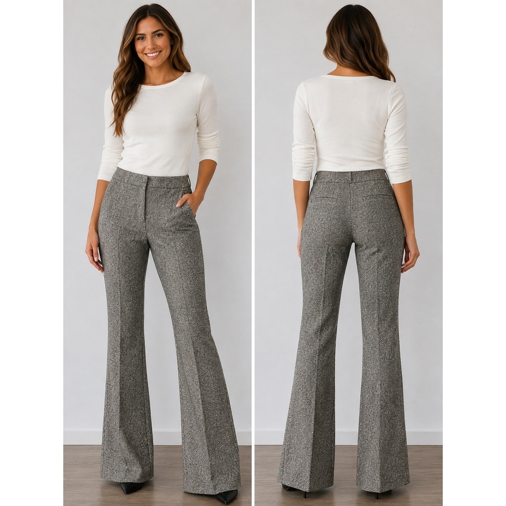 H&M Gray Tweed Flared Trousers